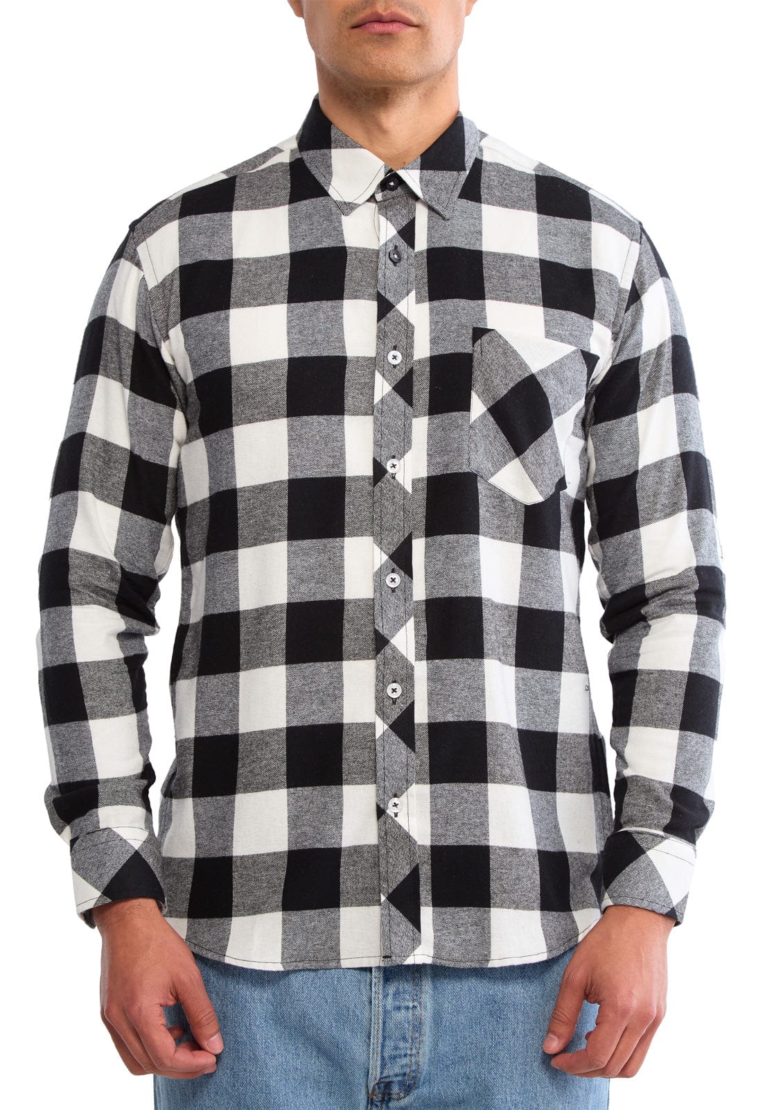 Camisa leñadora blanco con negro - imagen 3