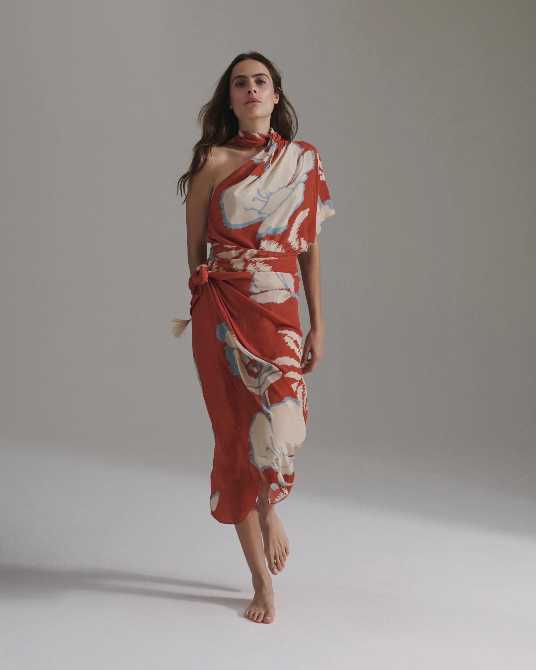 Chiminango Crepe Chine Blouse / Orange Gladiolos - imagen 4