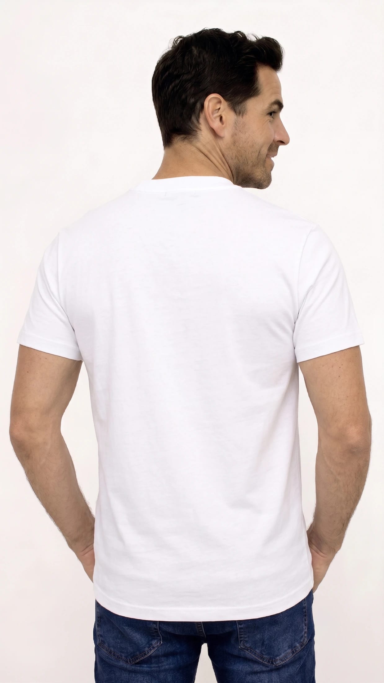 CAMISETA BÁSICA PESADA CUELLO REDONDO BLANCA PARA HOMBRE - imagen 2