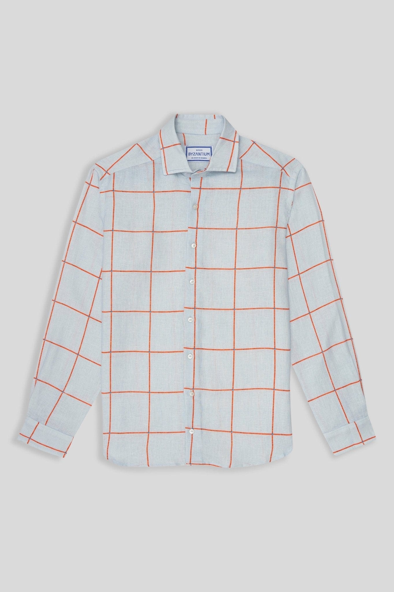 Men's linen shirt blue teselas - imagen 2