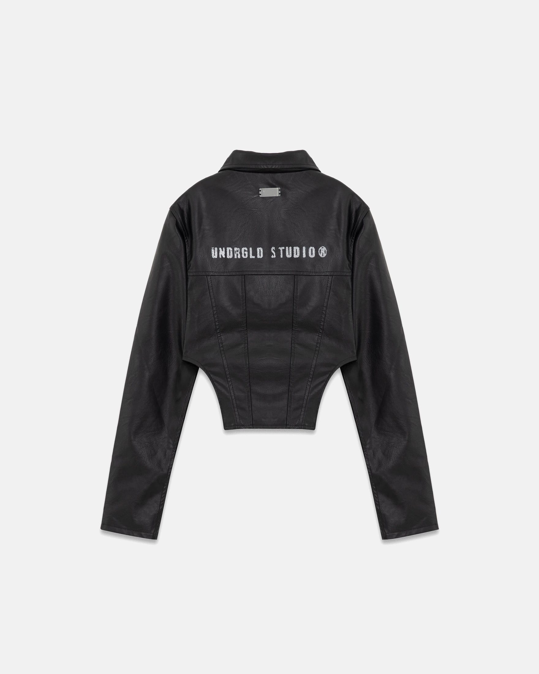 W 94' Worn Logo Pleather Aviator Jacket Black - imagen 1