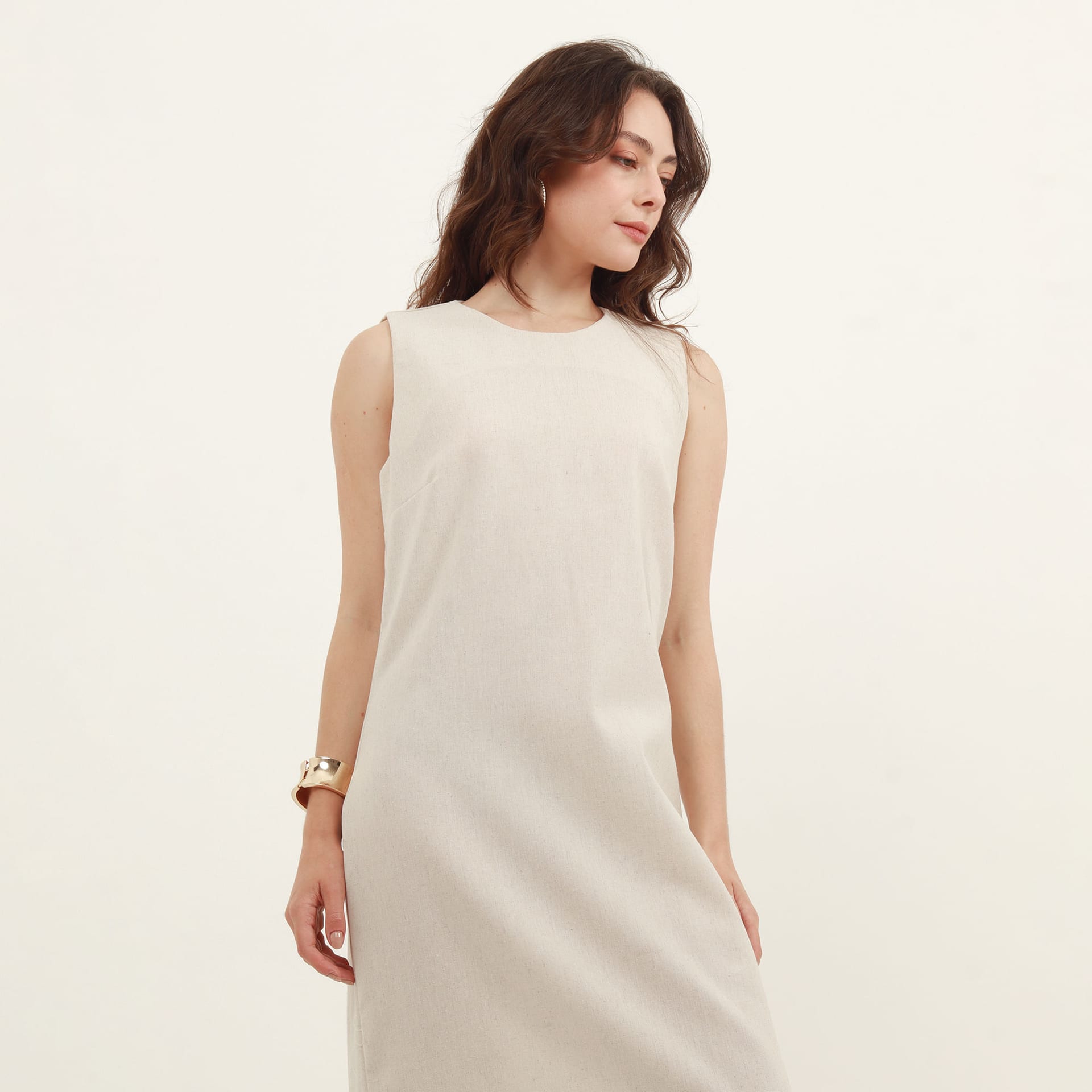 Vestido largo cuello redondo recto - imagen 6