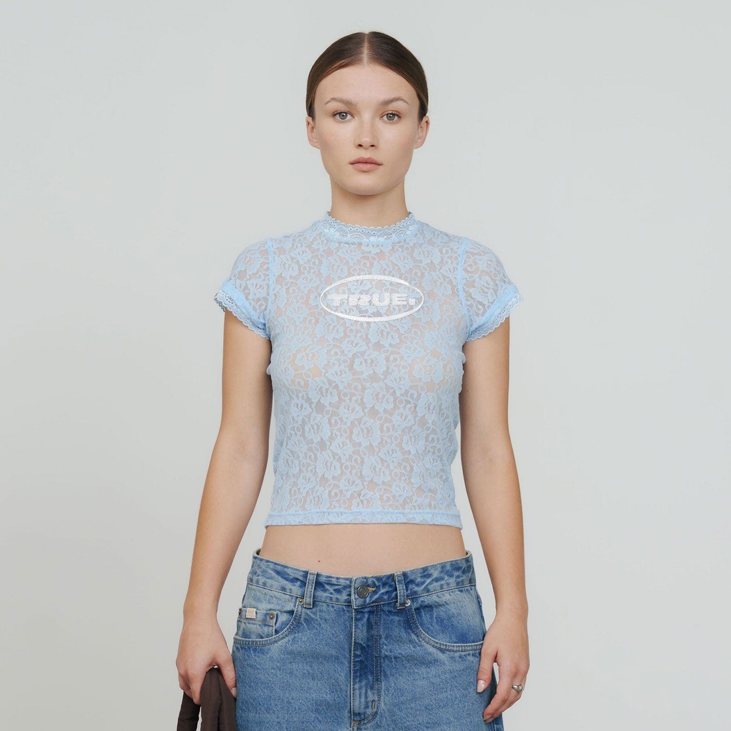 Floral Lace Baby Tee - Light Blue - imagen 2