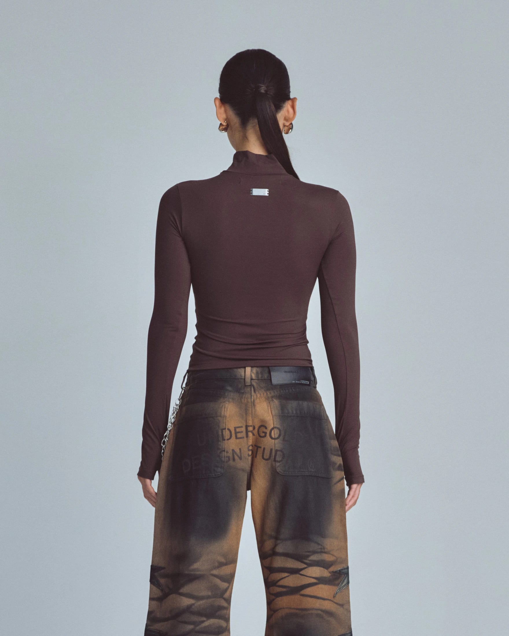 W Basics Ultra Slim Fit Tall Neck Long Sleeve Brown - imagen 7