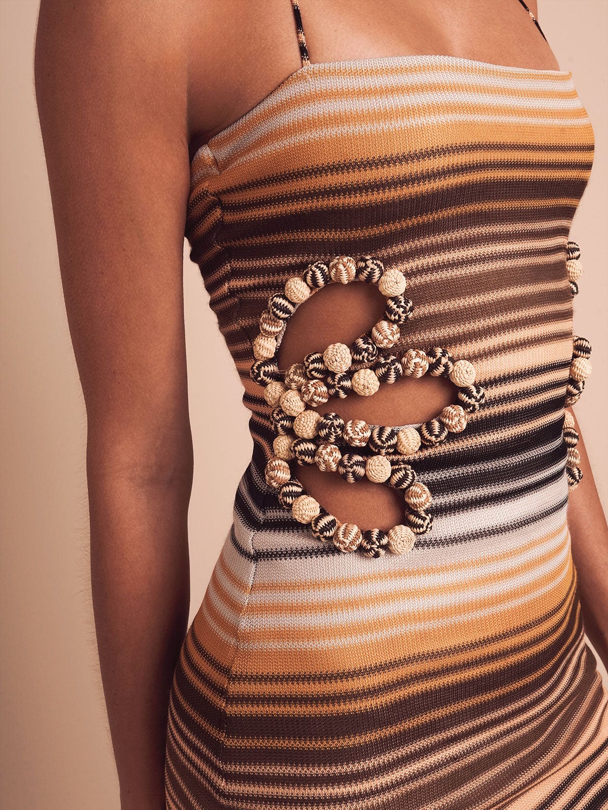ROSITA DRESS BROWN MULTI STRIPE - imagen 4