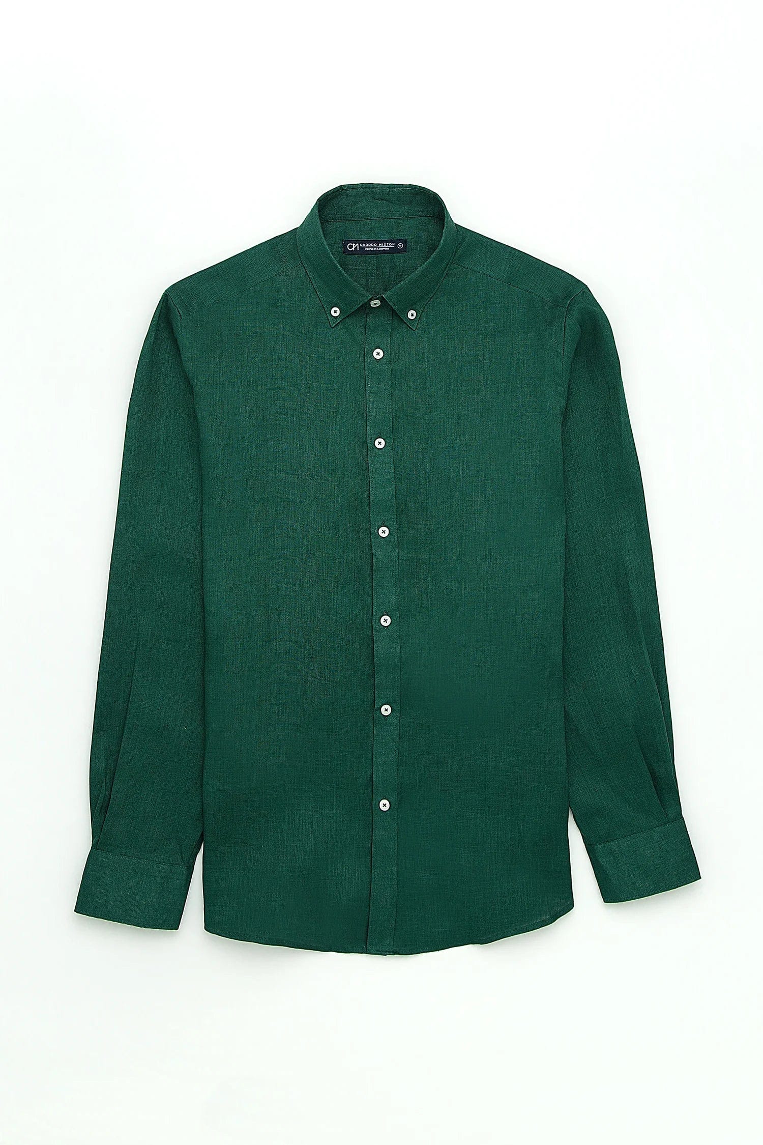Camisa Button Down Lino Verde Bosque - imagen 1