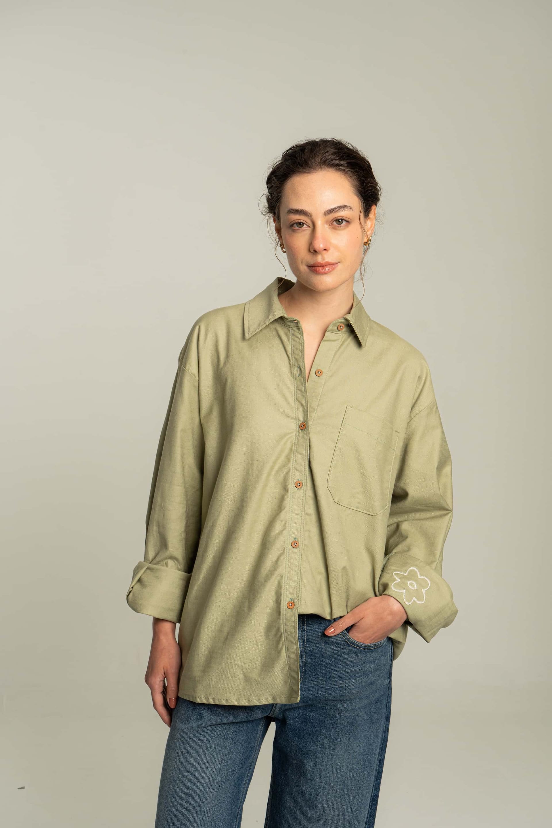 Camisa flor verde - imagen 3