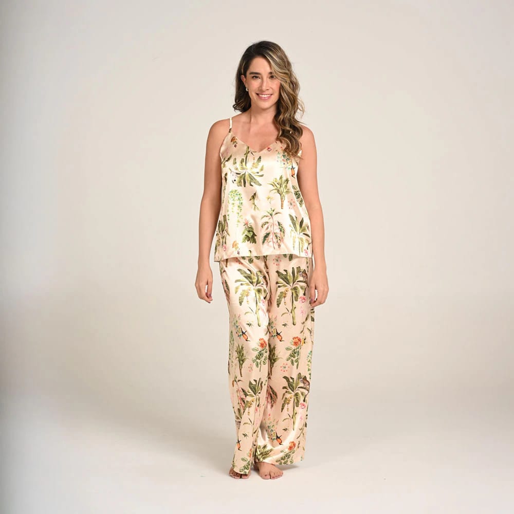 Pantalón Bota Ancha Estampado Amazonas Satín - imagen 1