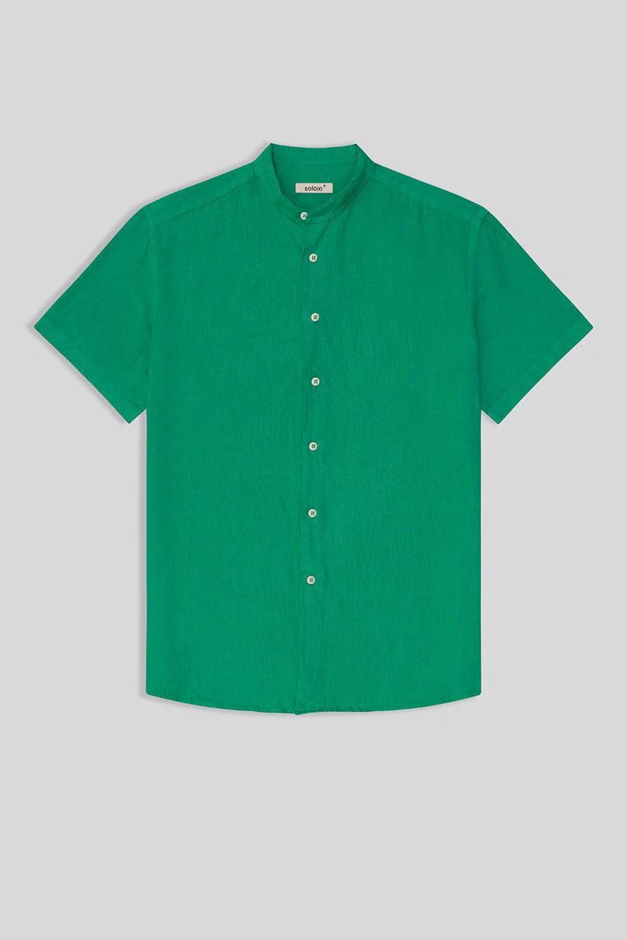 men’s linen shirt mao green basic - imagen 2