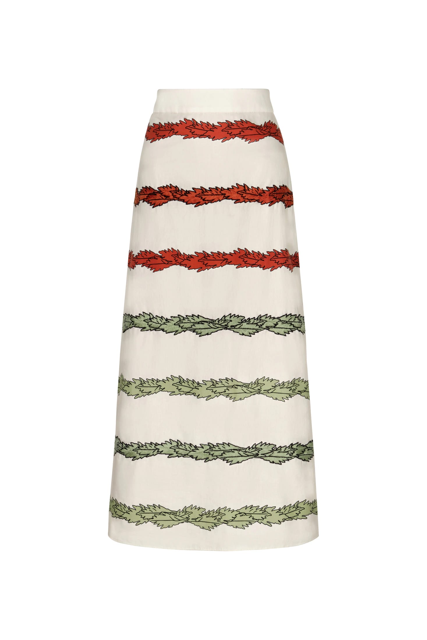 El Carmen Embroidered Cotton Midi Skirt / Ivory Striped Helechos - imagen 1