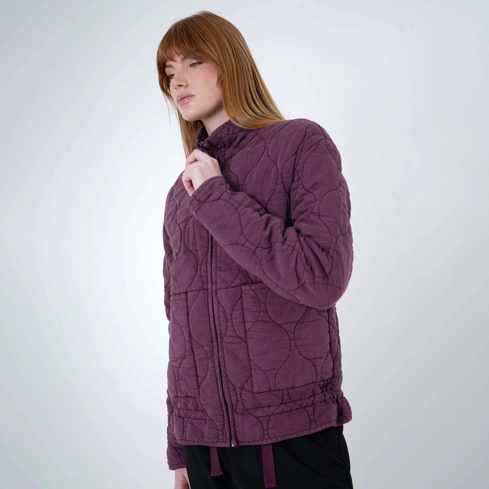 Chaqueta acolchada manga larga cuello alto con bolsillos de parche - imagen 1