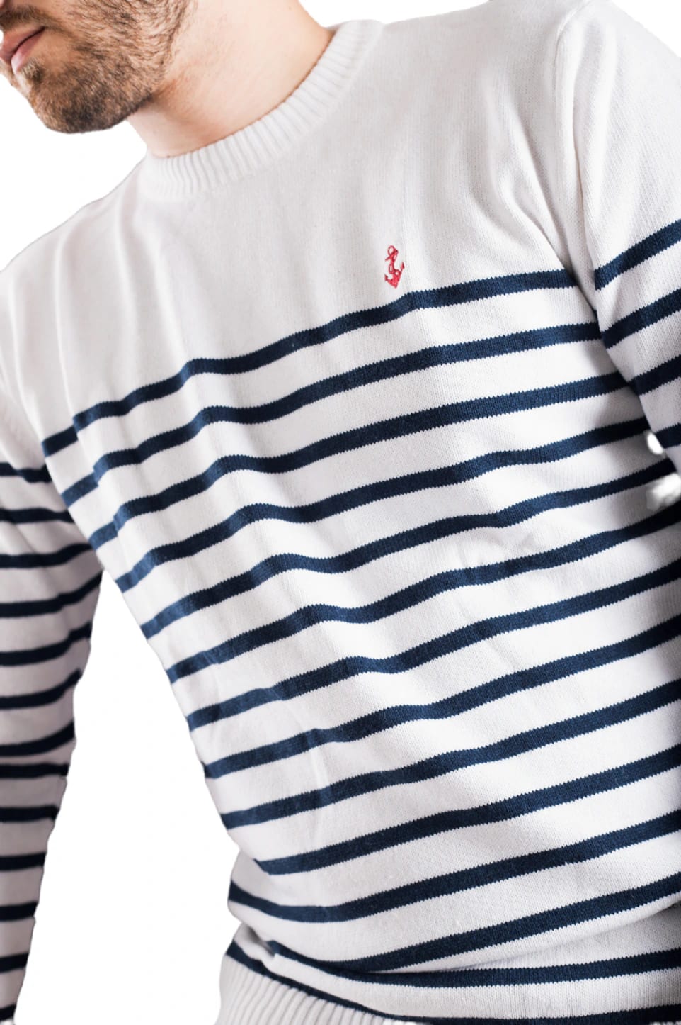 Saco Blanco Rayas Navy - imagen 3