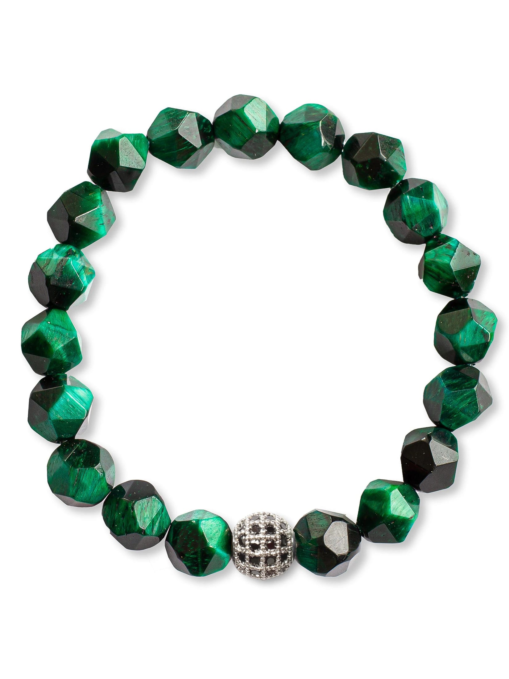 Brazalete Ojo de Tigre Verde Facetado 8mm - imagen 1