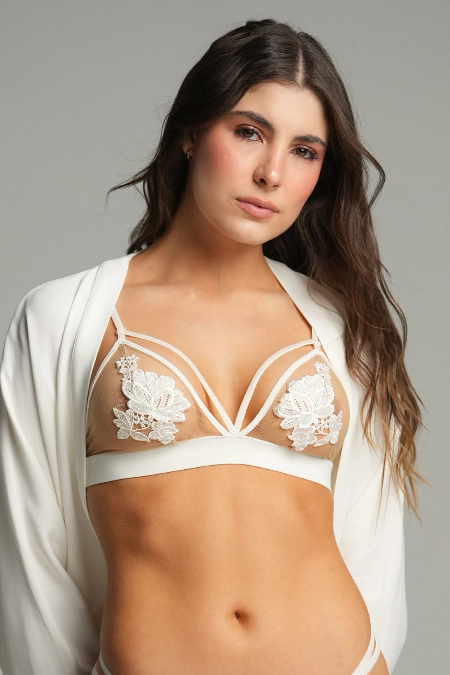 BRALETTE ELLIPSE SEXY CON TIRAS AL FRENTE DELUXE CRUDO - imagen 1