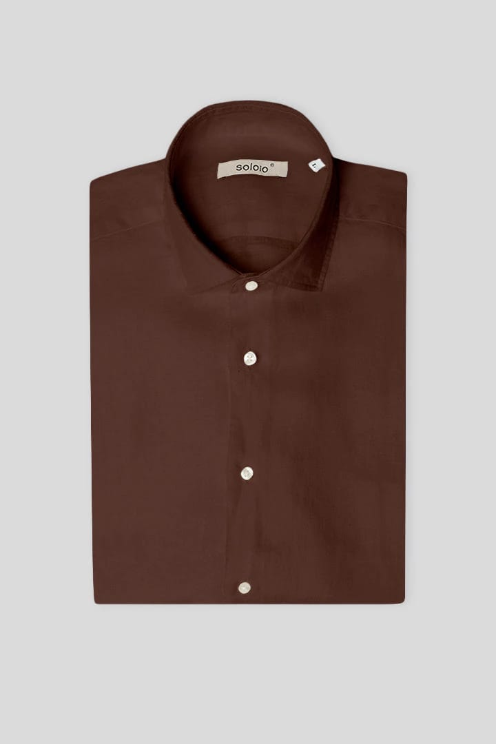Men's linen shirt chocolat - imagen 3