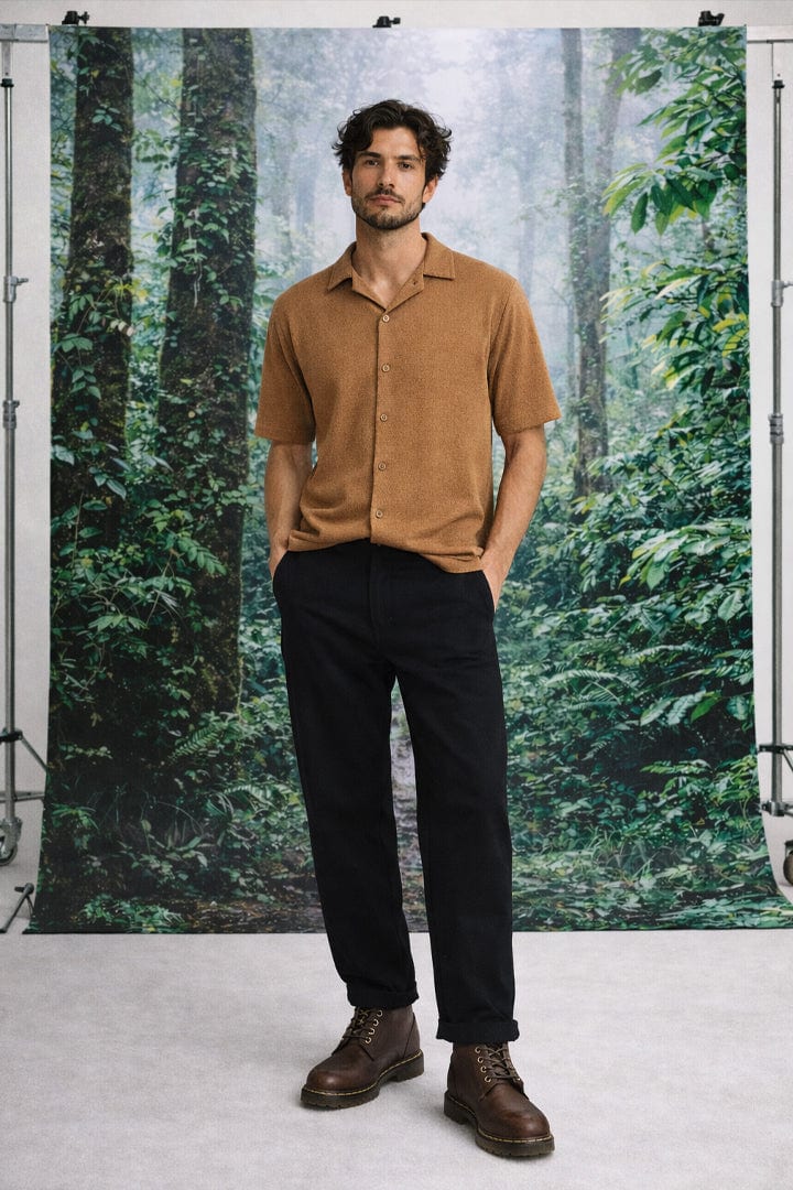 Camisa tejida ligera café - imagen 1