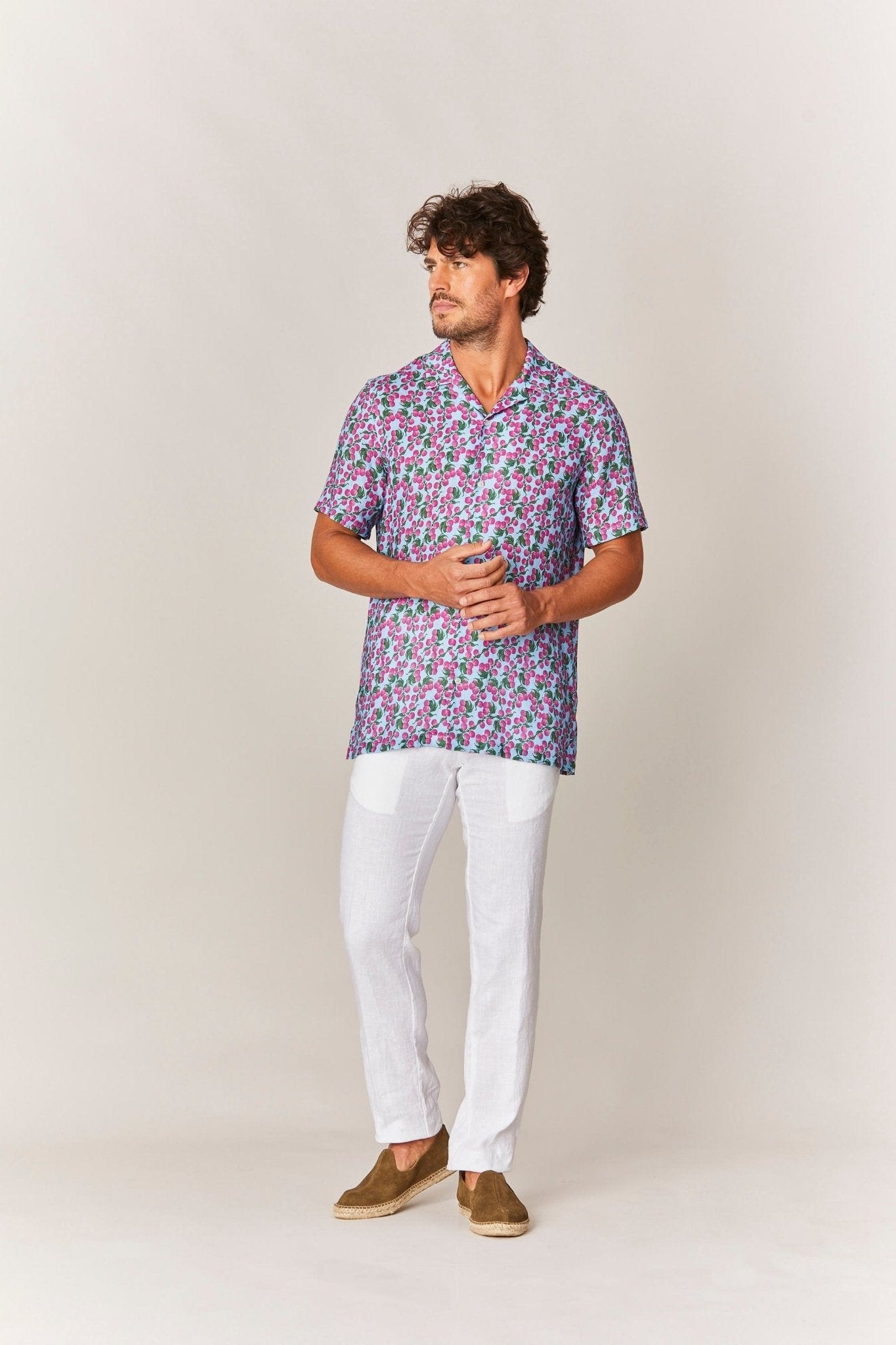 Men's buril linen shirt sky blue - imagen 2
