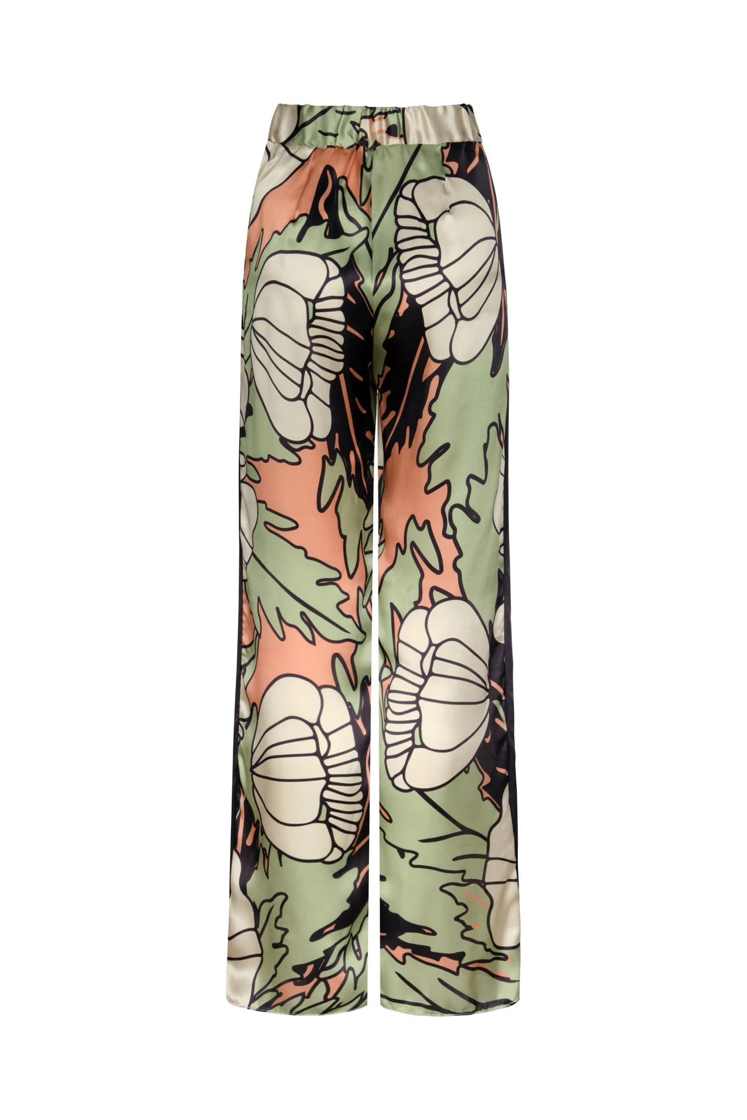 Santo Tomas Satin Silk Pants / Sage Gladiolos Garden - imagen 7
