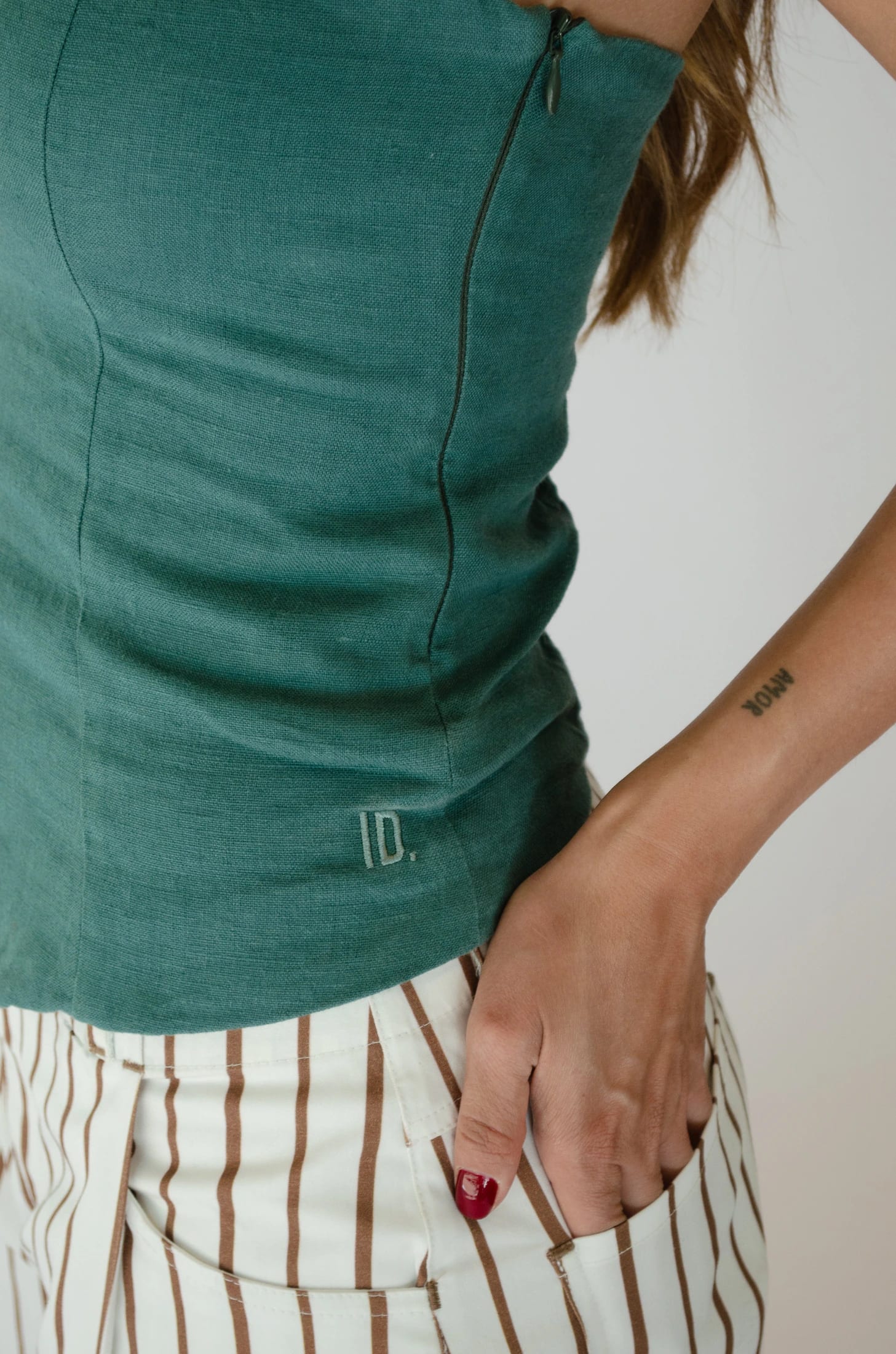 Top Corset Gema de lino | Verde pino - imagen 3