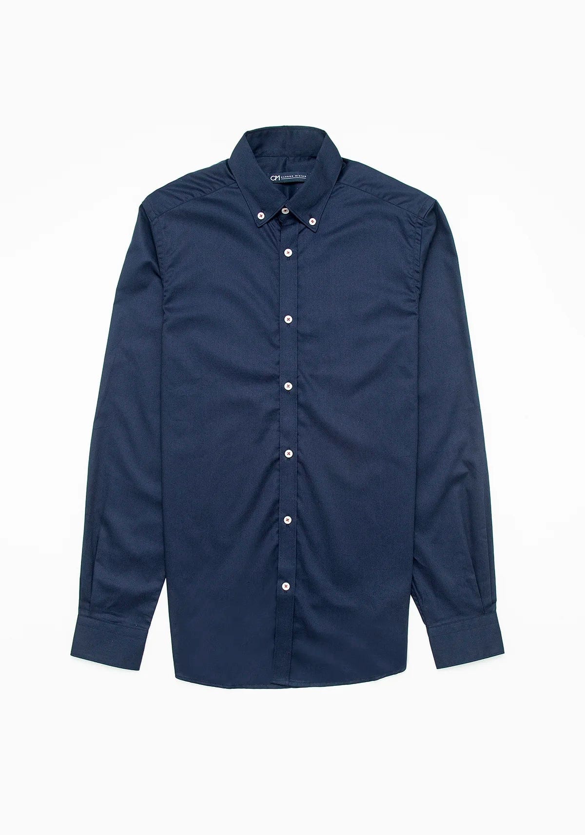 Camisa Sarga Botón Contraste Algodón Azul Oscuro - imagen 1