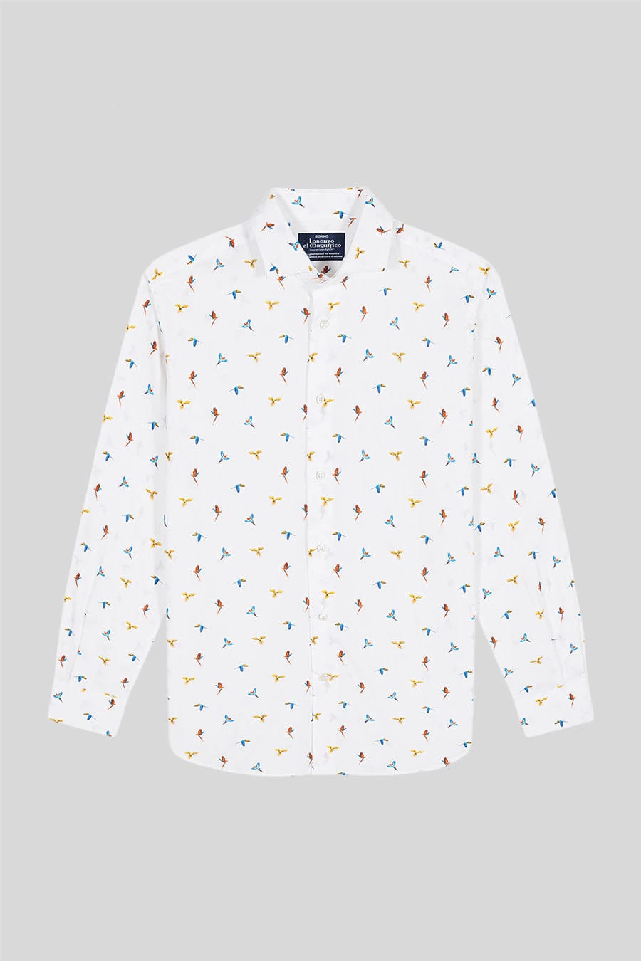 Men's cotton shirt white small macaws - imagen 1
