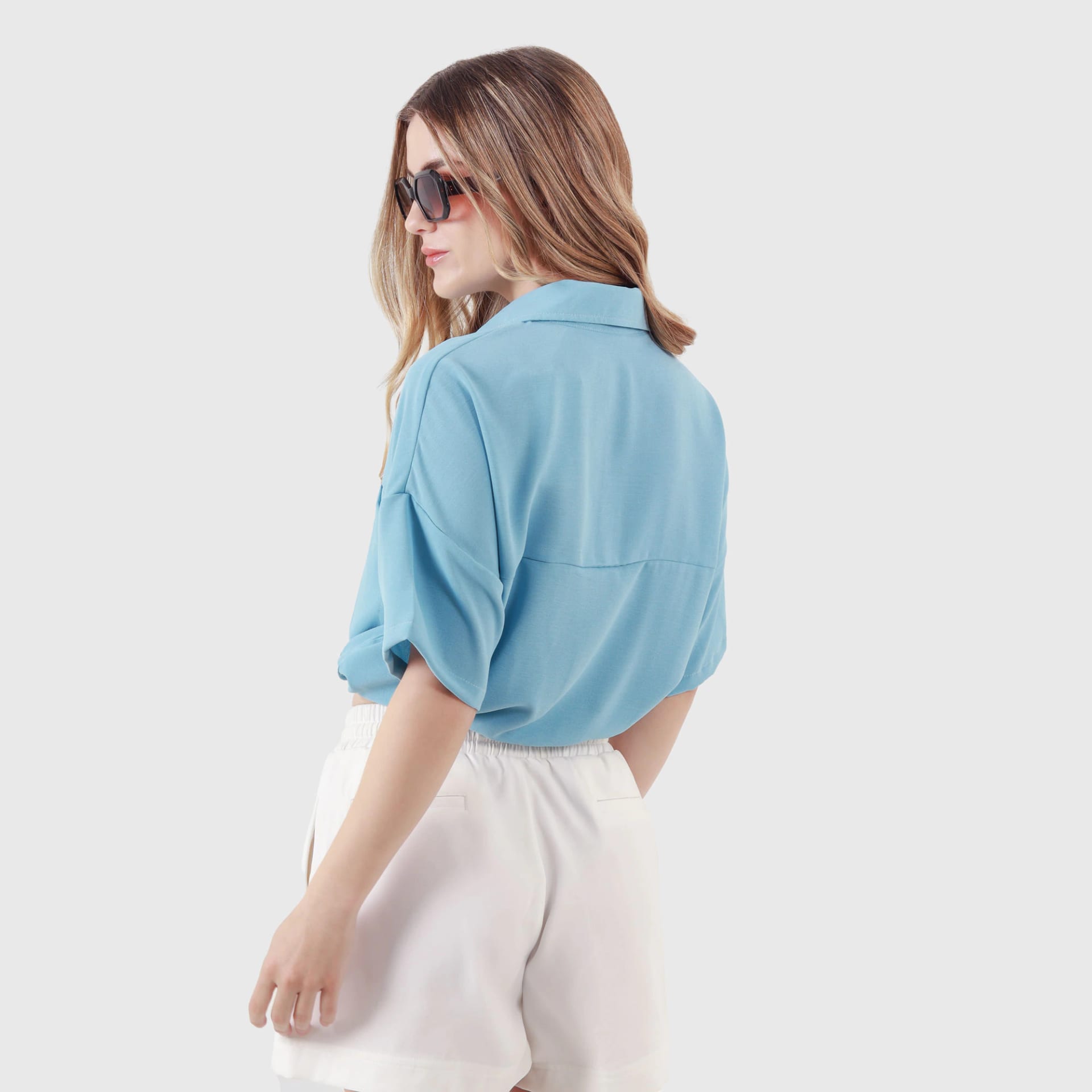 Blusa Cuello Camisero Manga Corta - imagen 8