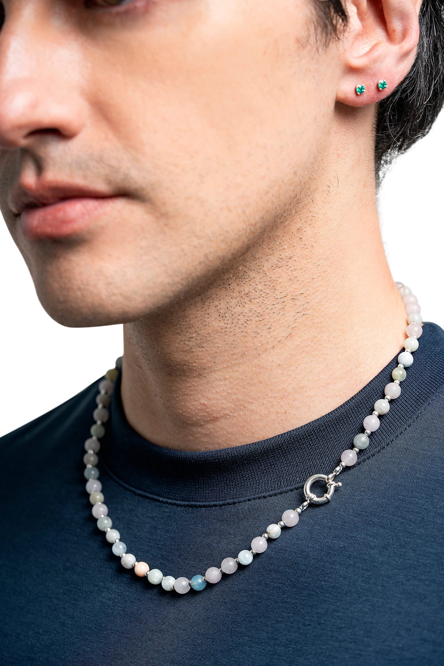 AQUA VOID NECKLACE | COLLAR DE PIEDRAS AGUA MARINA Y BALINES EN PLATA 925 - imagen 2