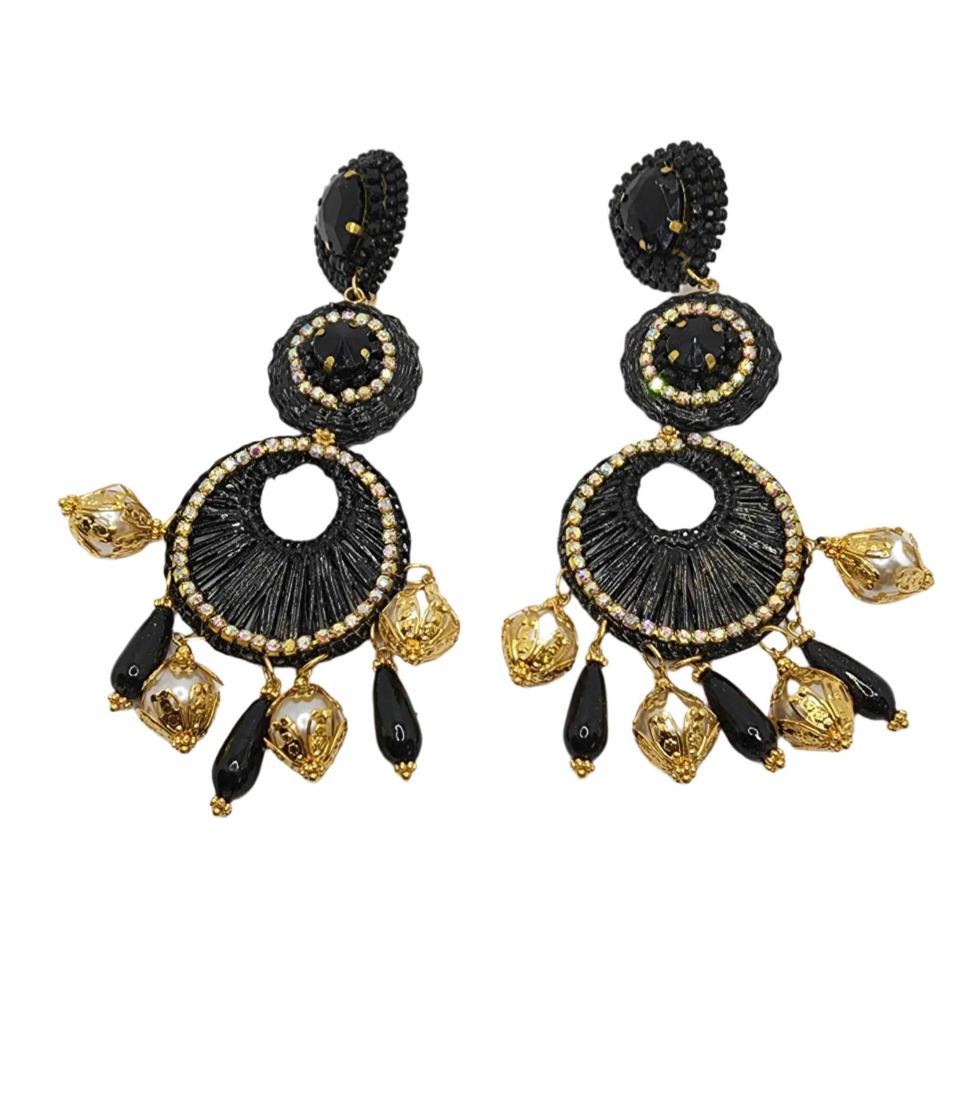 Black Waterfall Earrings - imagen 3