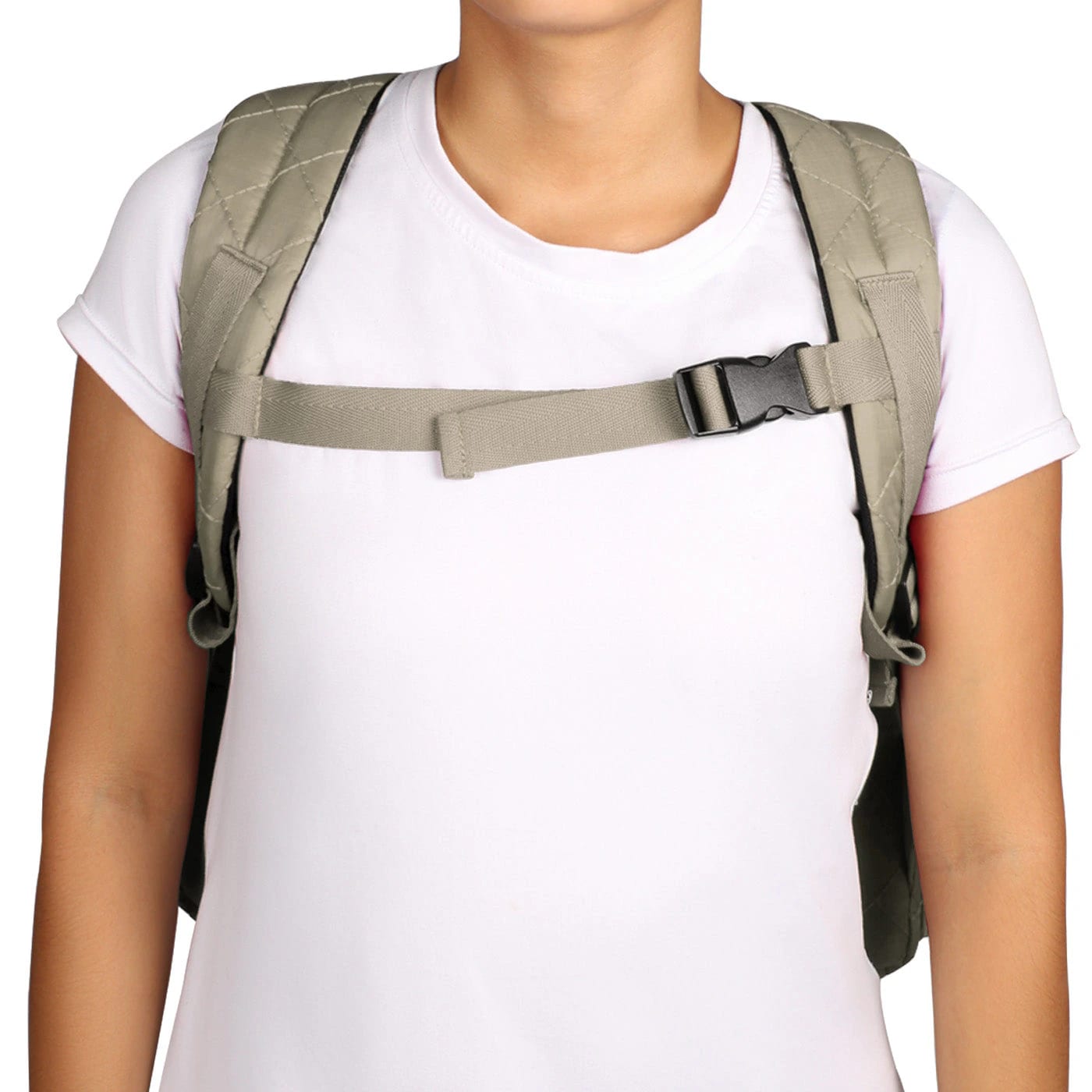 Morral Mochilero Pequeno Puffer Beige - imagen 7