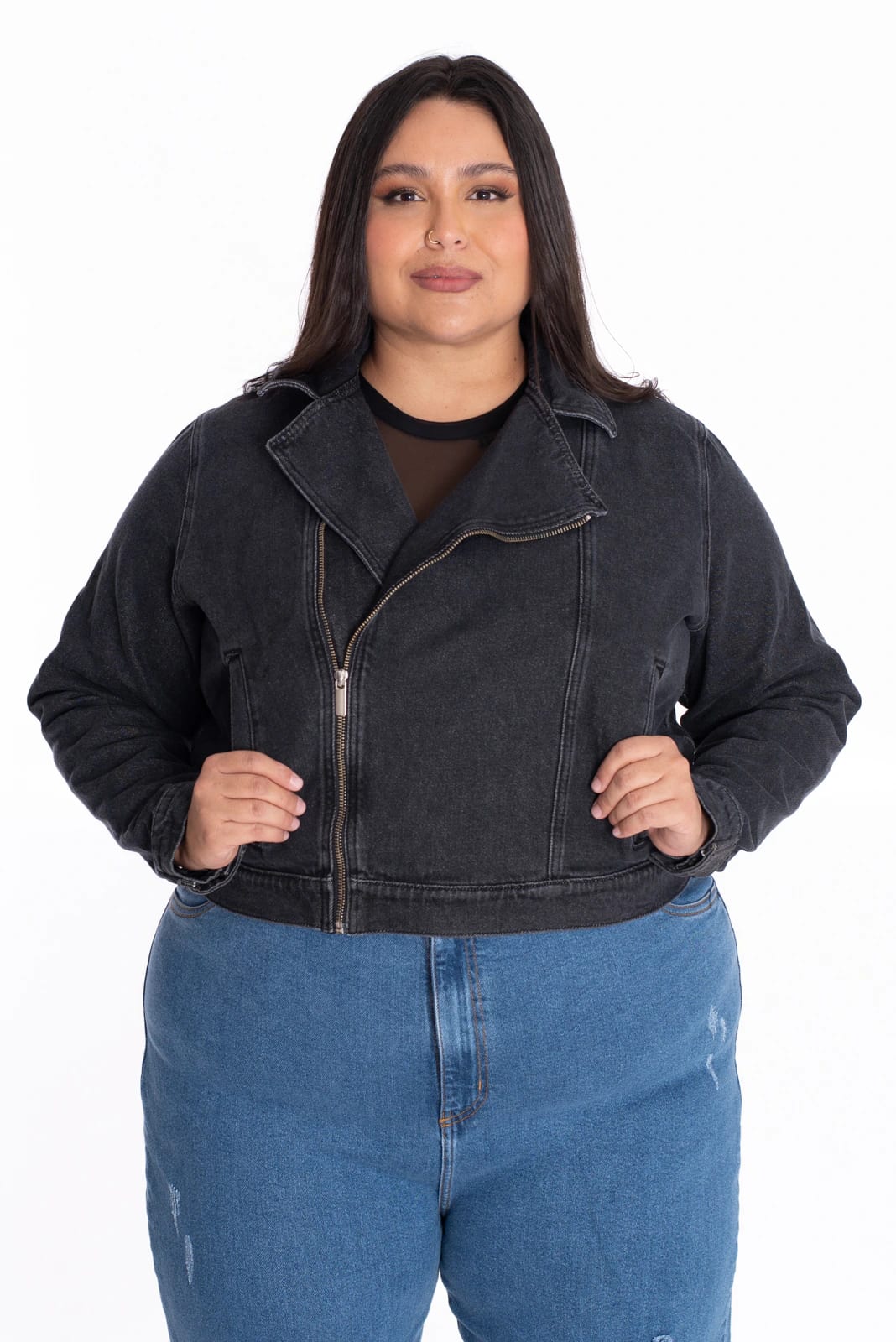 Chaqueta Biker Denim Negro - imagen 2