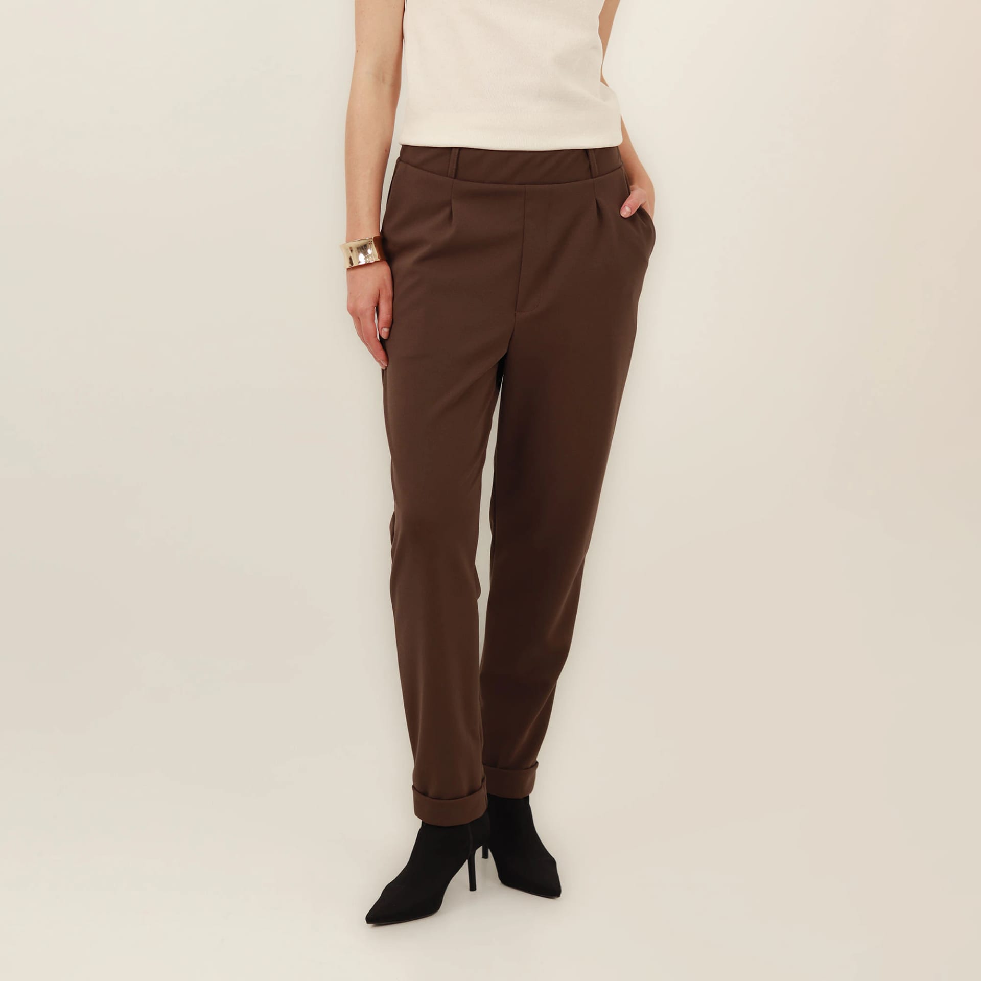 Pantalón bota recta guardapolvo con elastico en cintura - imagen 3
