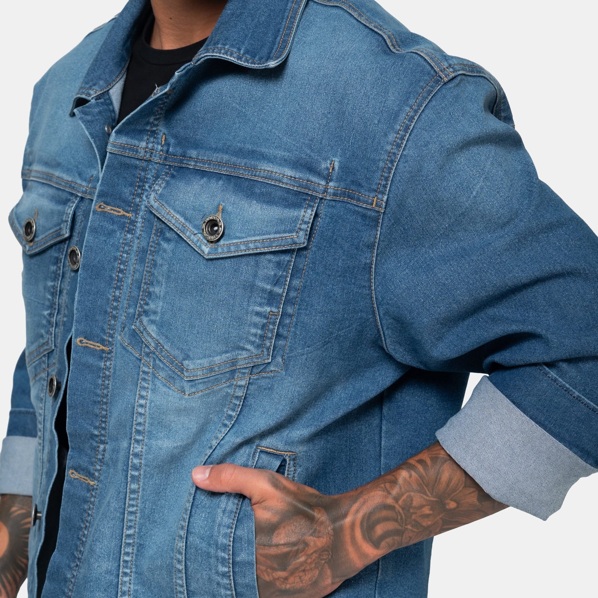 Chaqueta Denim Clásica Azul Medio - imagen 4