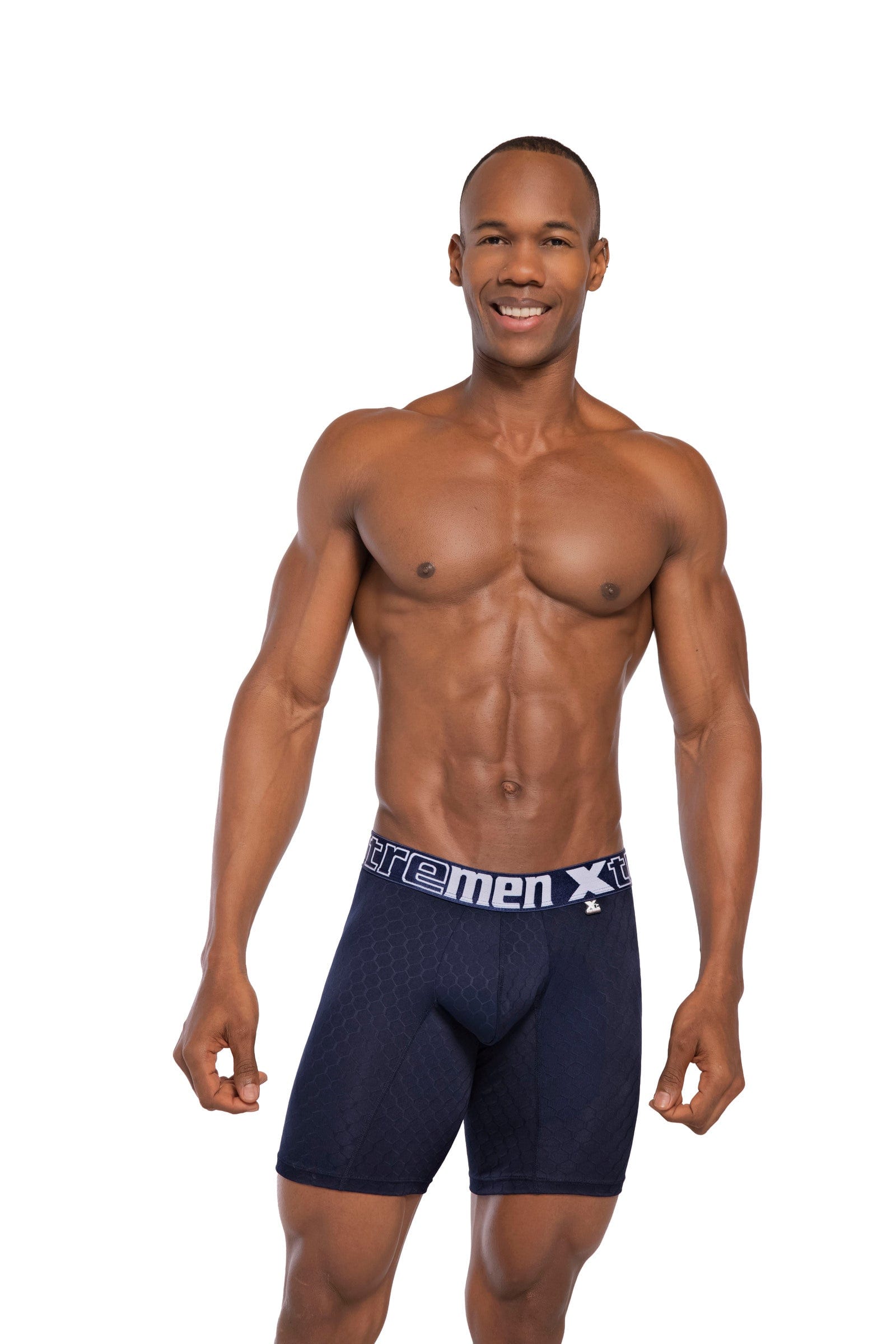 BOXER CLÁSICO LARGO MICROFIBRA JACQUARD COLMENA AZUL OSC - imagen 1