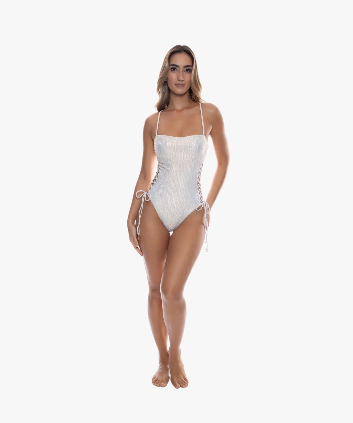 Luminous Square Neck Laced Up One Piece - imagen 1