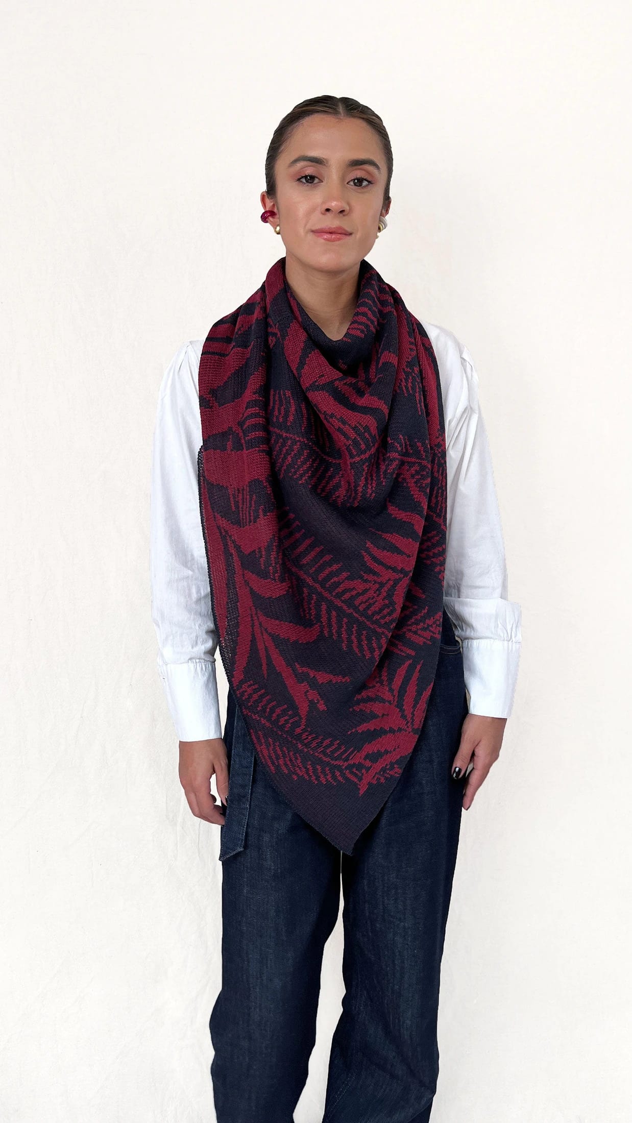 Poncho Palmas - azul oscuro y vinotinto - imagen 1