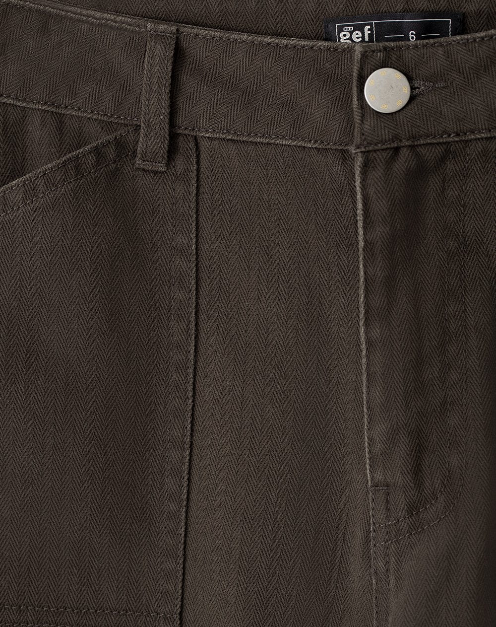 Pantalón wide leg tiro medio drill algodón chocolate mujer - imagen 9