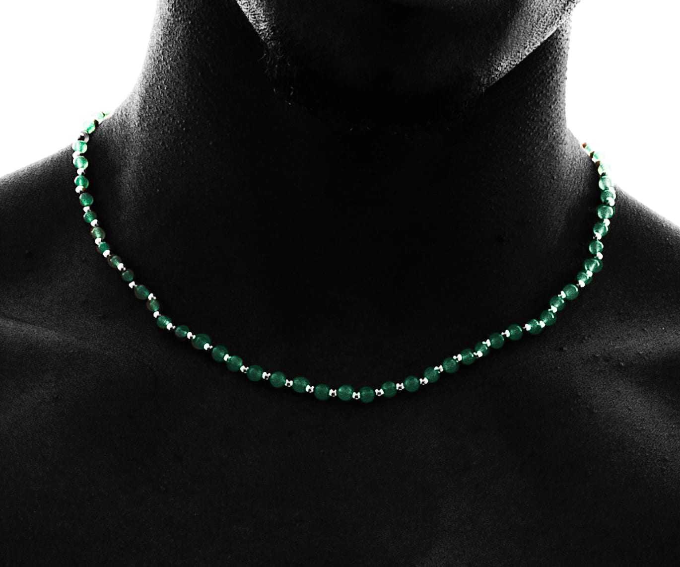 GREEN MIST NECKLACE | COLLAR CON BALINES EN PLATA Y ÁGATAS - imagen 3