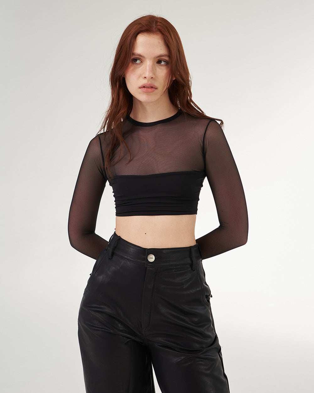 BLACK MESH TOP - imagen 1