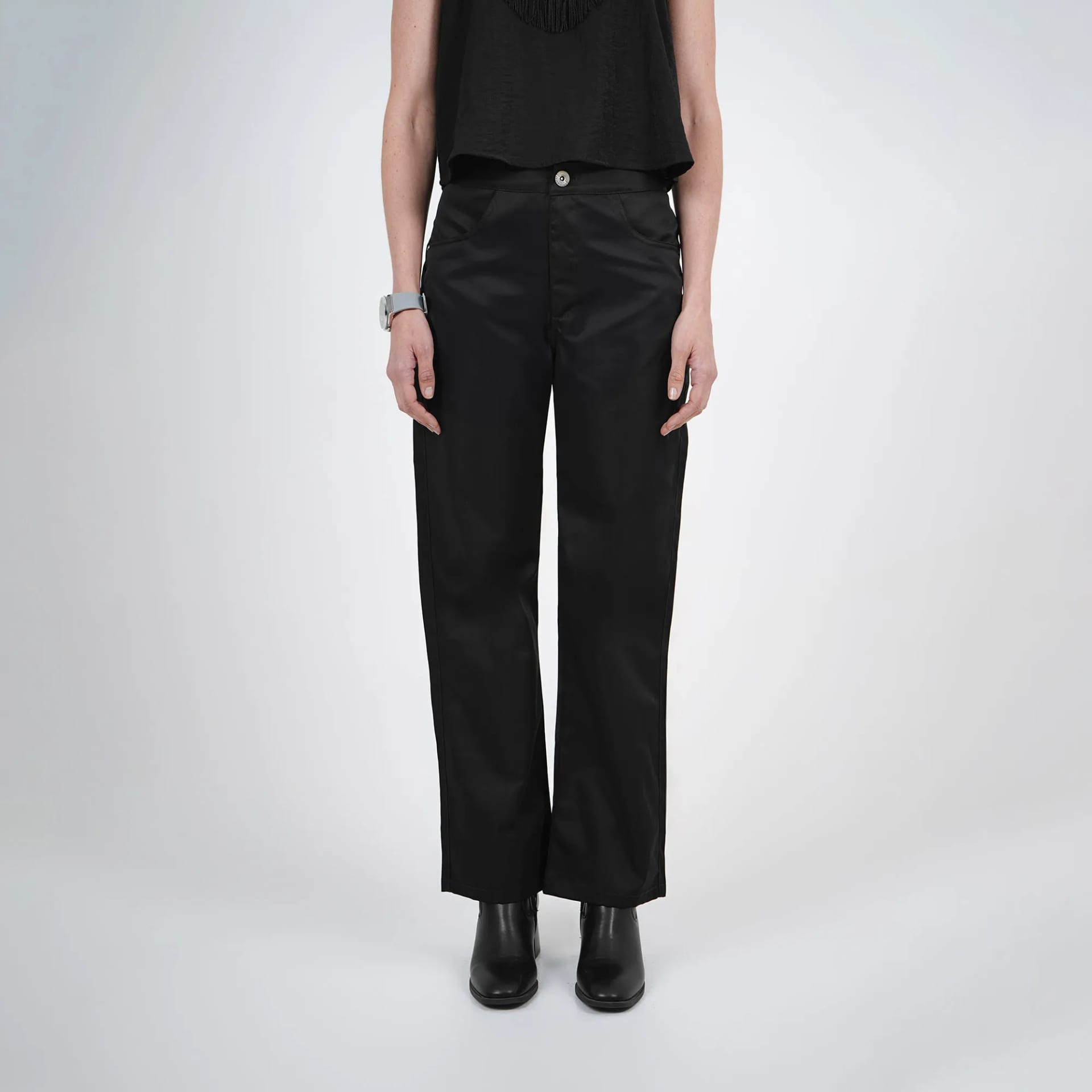 Pantalón bota recta con flecos - imagen 3