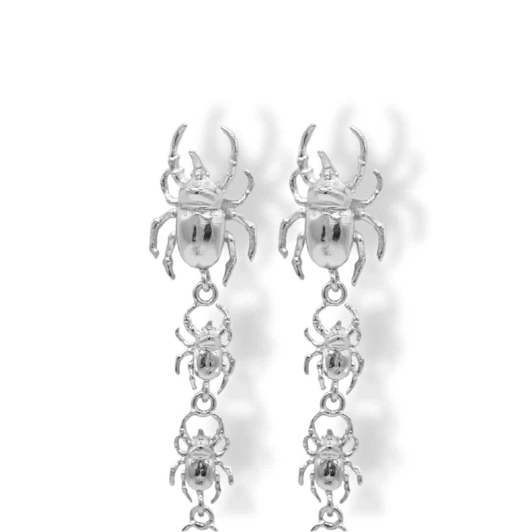 Aretes largos con 4 escarabajos rinoceronte - imagen 1