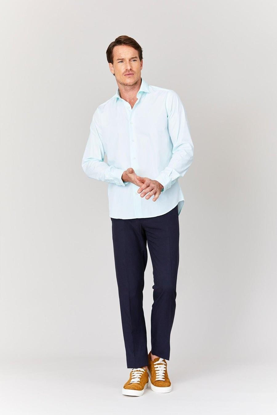 Men's cotton shirt sky blue muslin - imagen 1