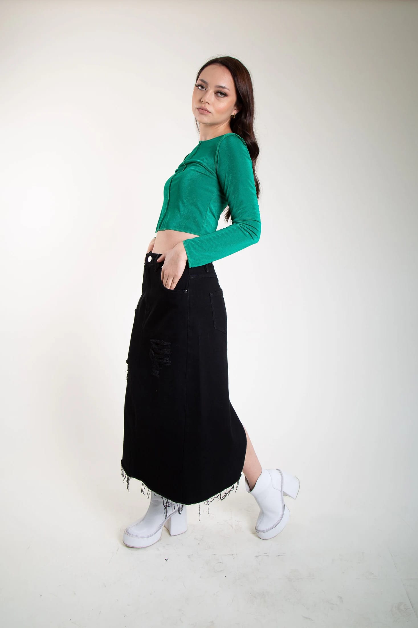Falda Trendy Denim Negro - imagen 3