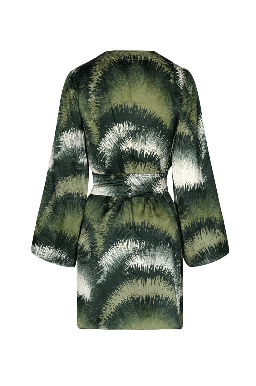 Joaquina Silk Jacquard Mini Kaftan / Green Brushed - imagen 5