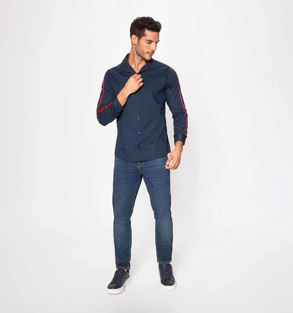 Camisa manga larga slim fit con cinta en - imagen 4