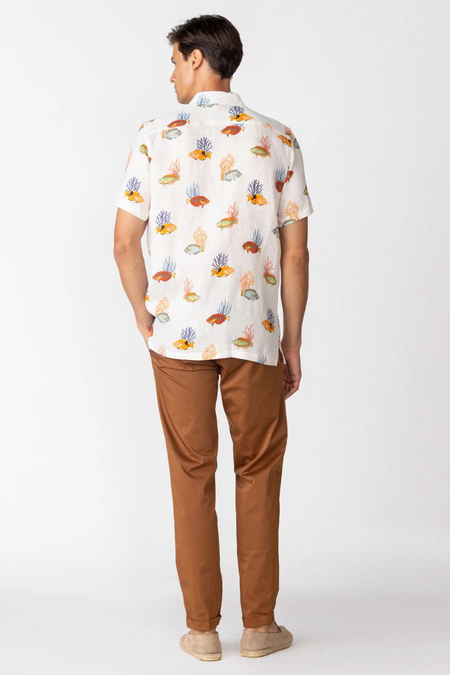 Men's linen shirt white polynesia - imagen 2