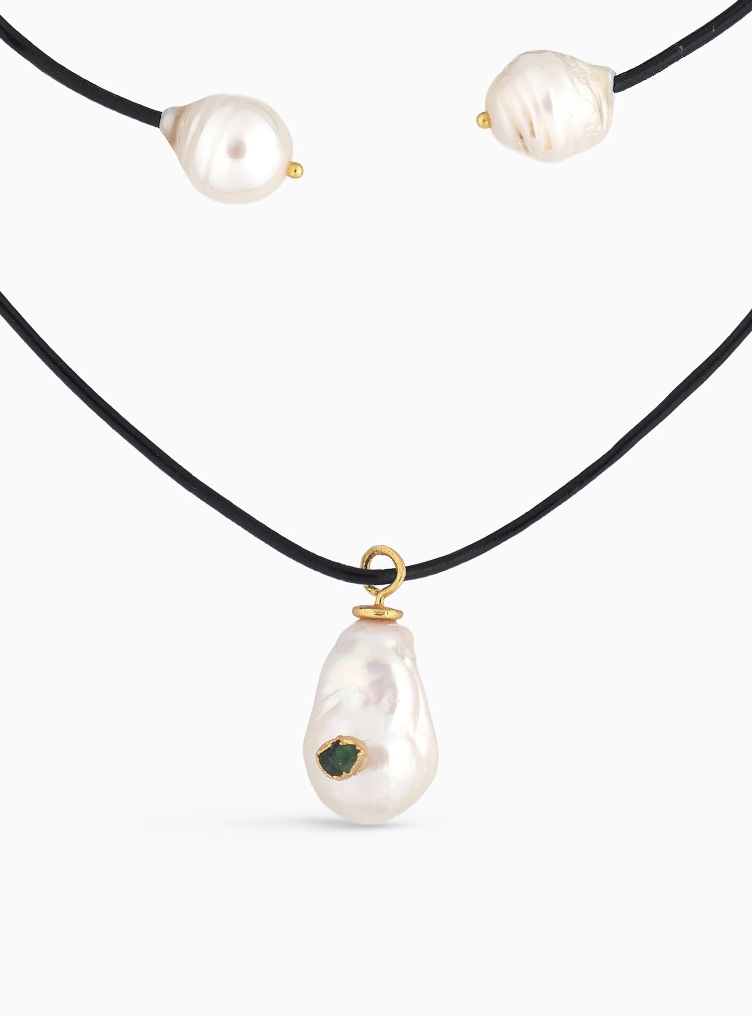 Midnight Emerald Pearl Long Necklace - imagen 7