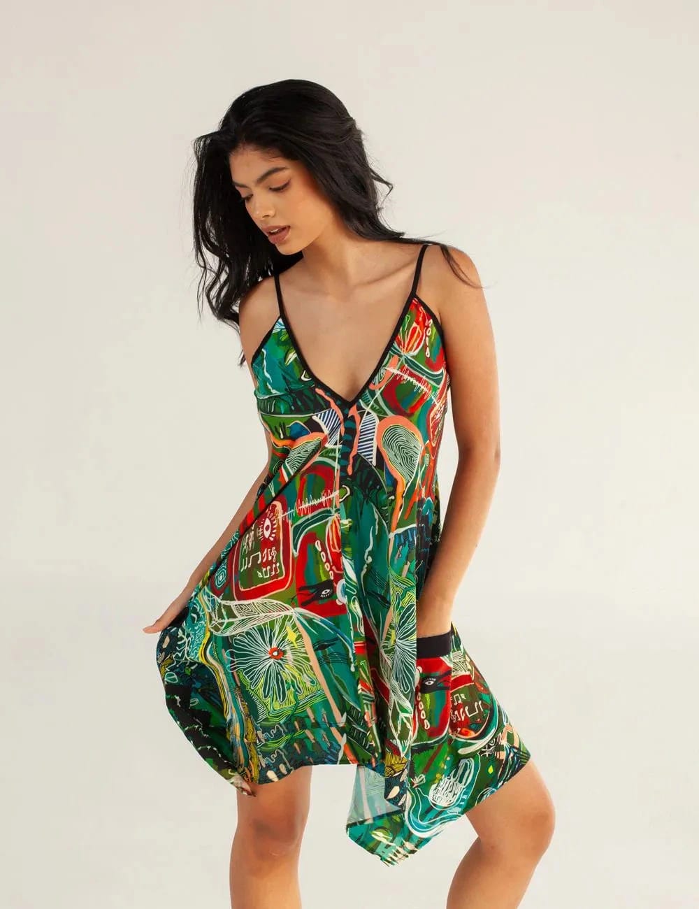 Vestido Tiras cruzadas Yagé multicolor Mujer - imagen 3