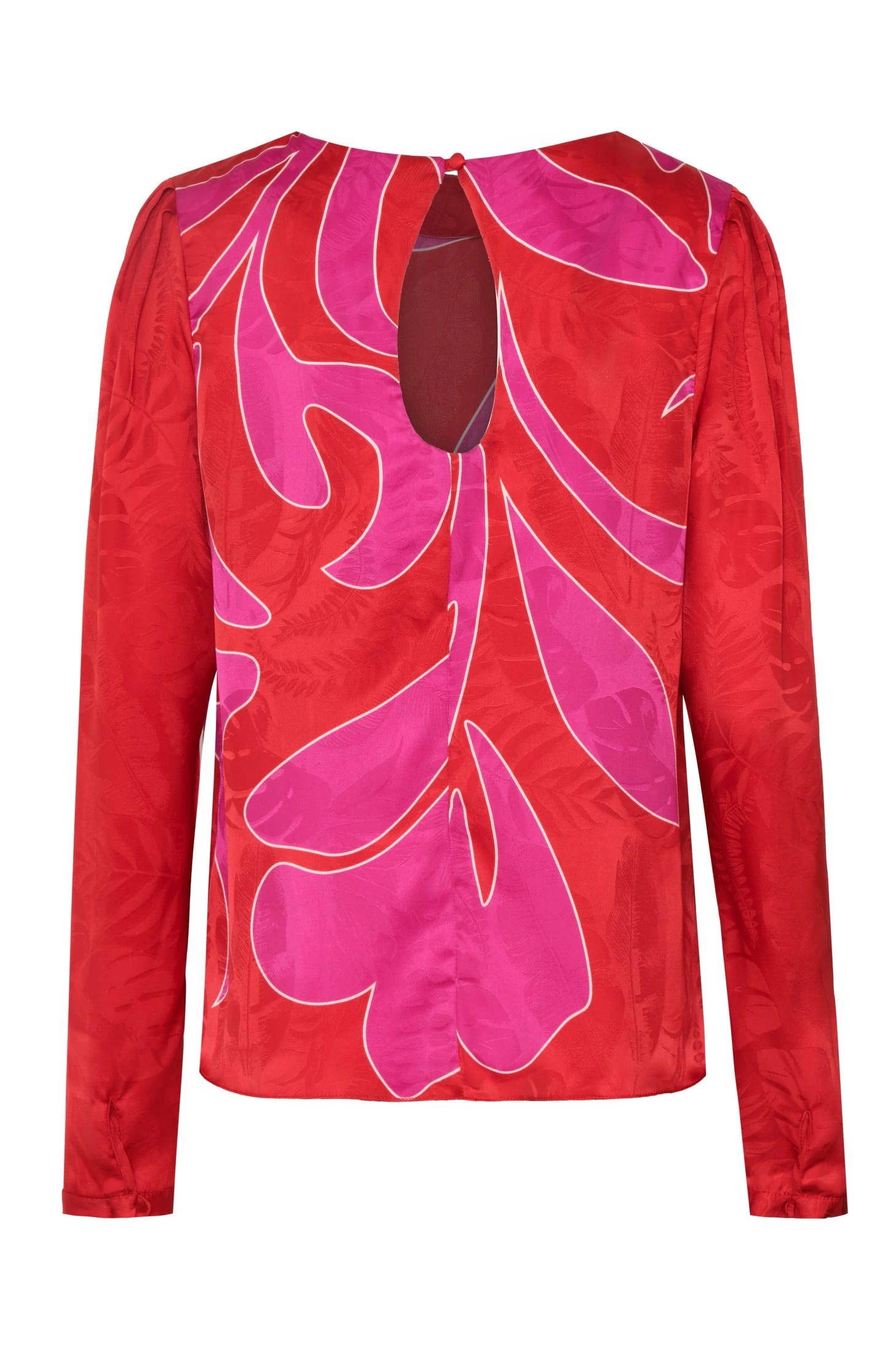 Sevilla Silk Jacquard Blouse / Red & Fuchsia Maxi Buganvilia - imagen 3