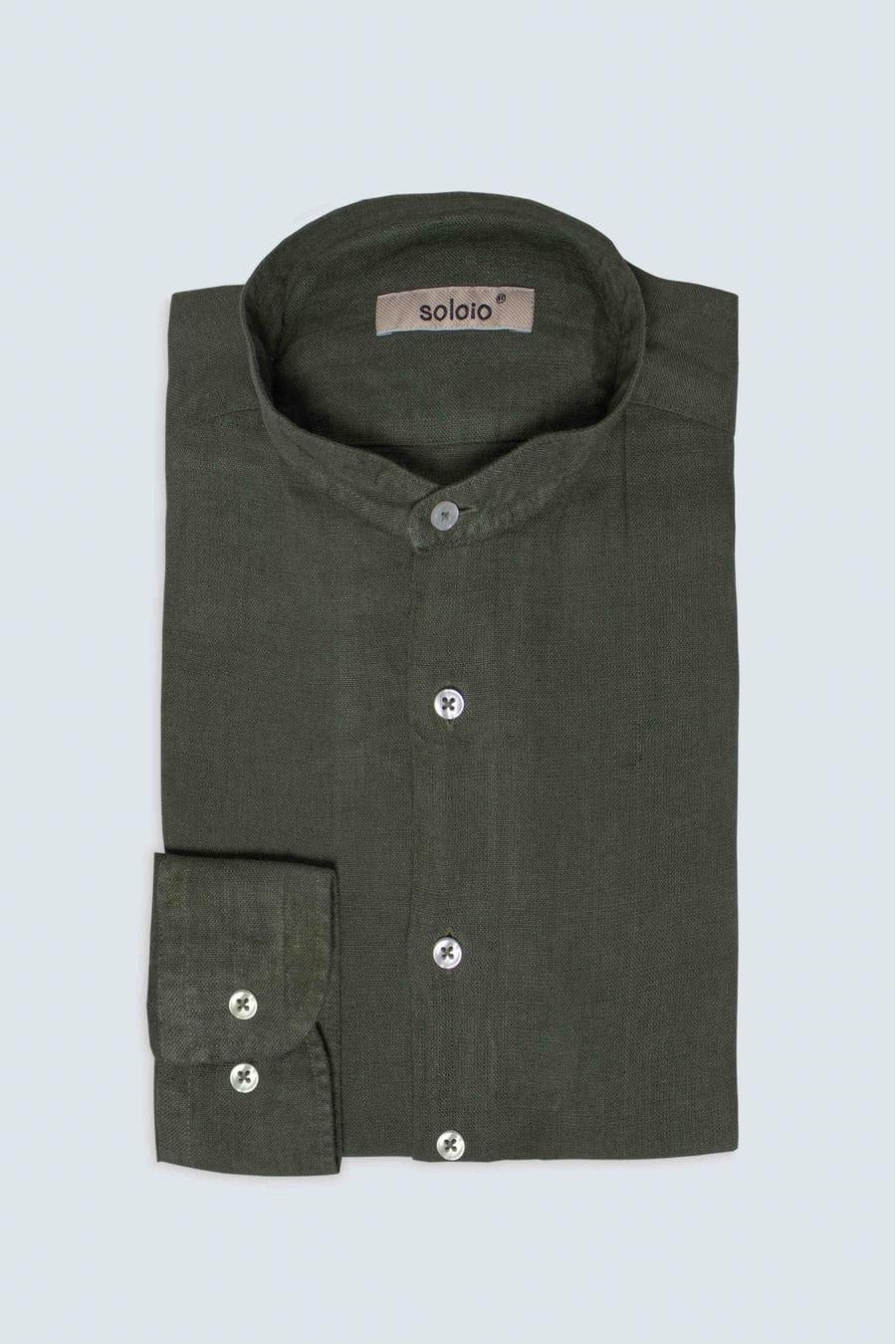 Men's linen shirt mao military green basic - imagen 3