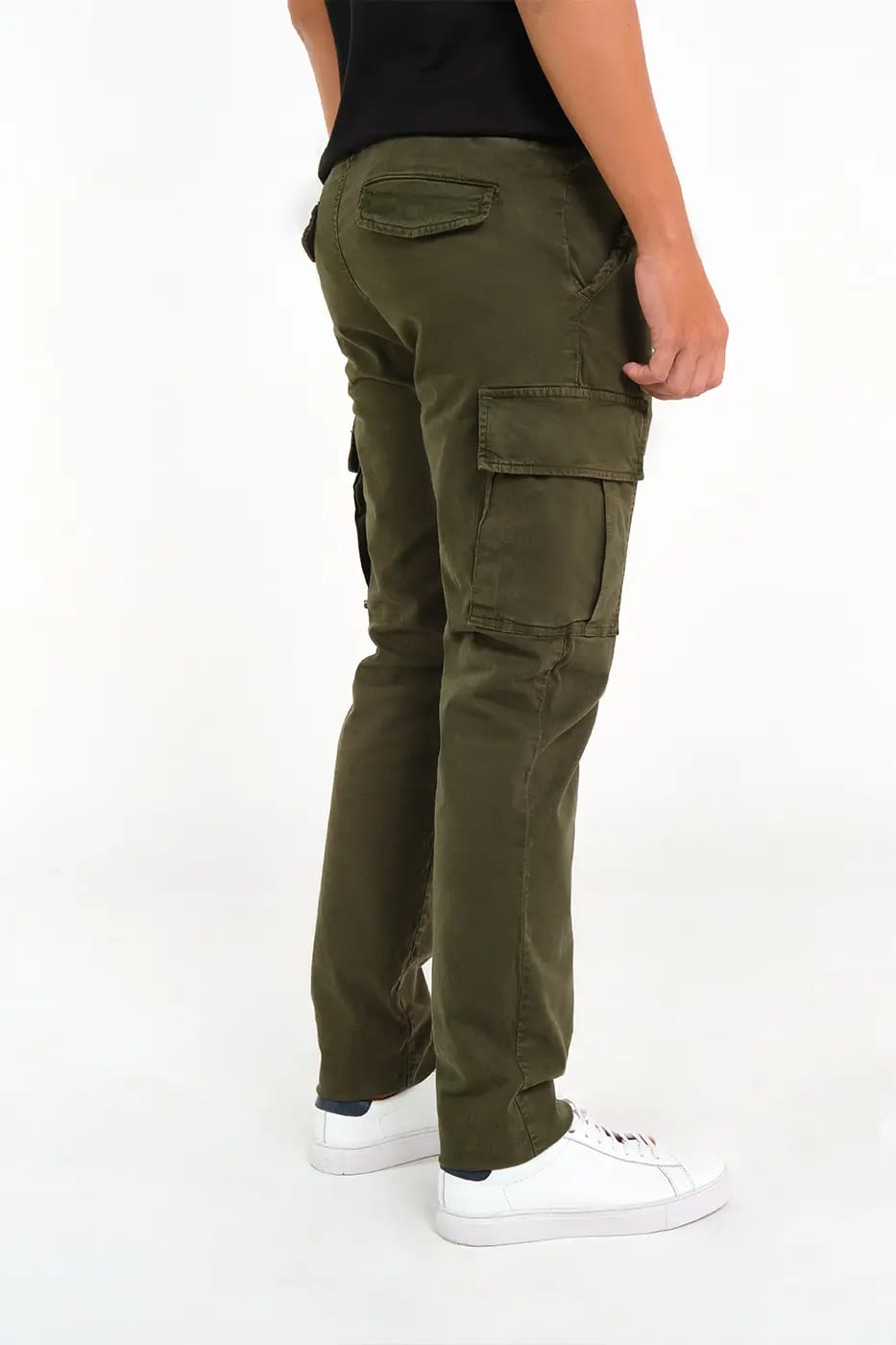 Pantalón Cargo Slim Fit Mezcla Algodón Verde Militar - imagen 3